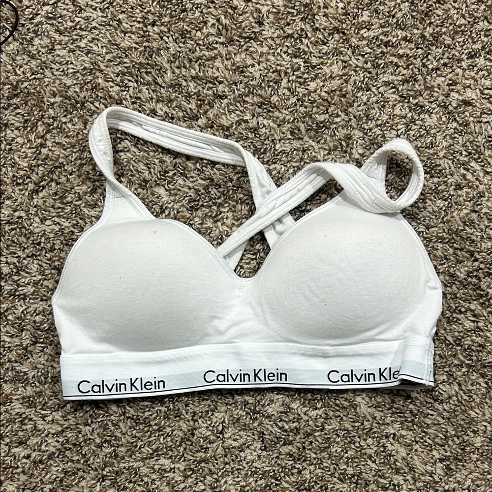 Calvin Klein White Cross-Back Bra